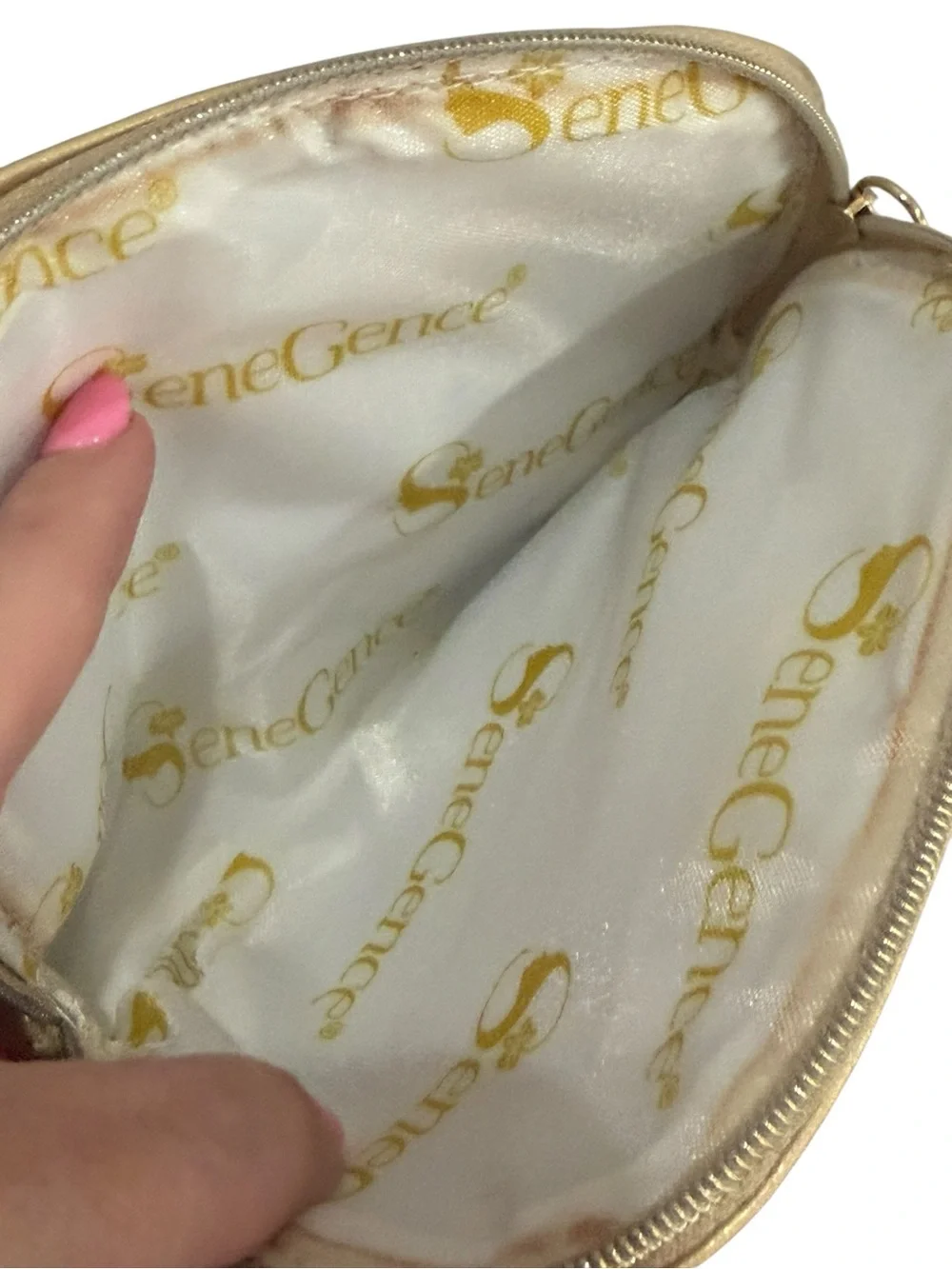 SeneGence Makeup Bag Bundle White Glitter, Rainbow, Gold Lips & Multicolor Bag